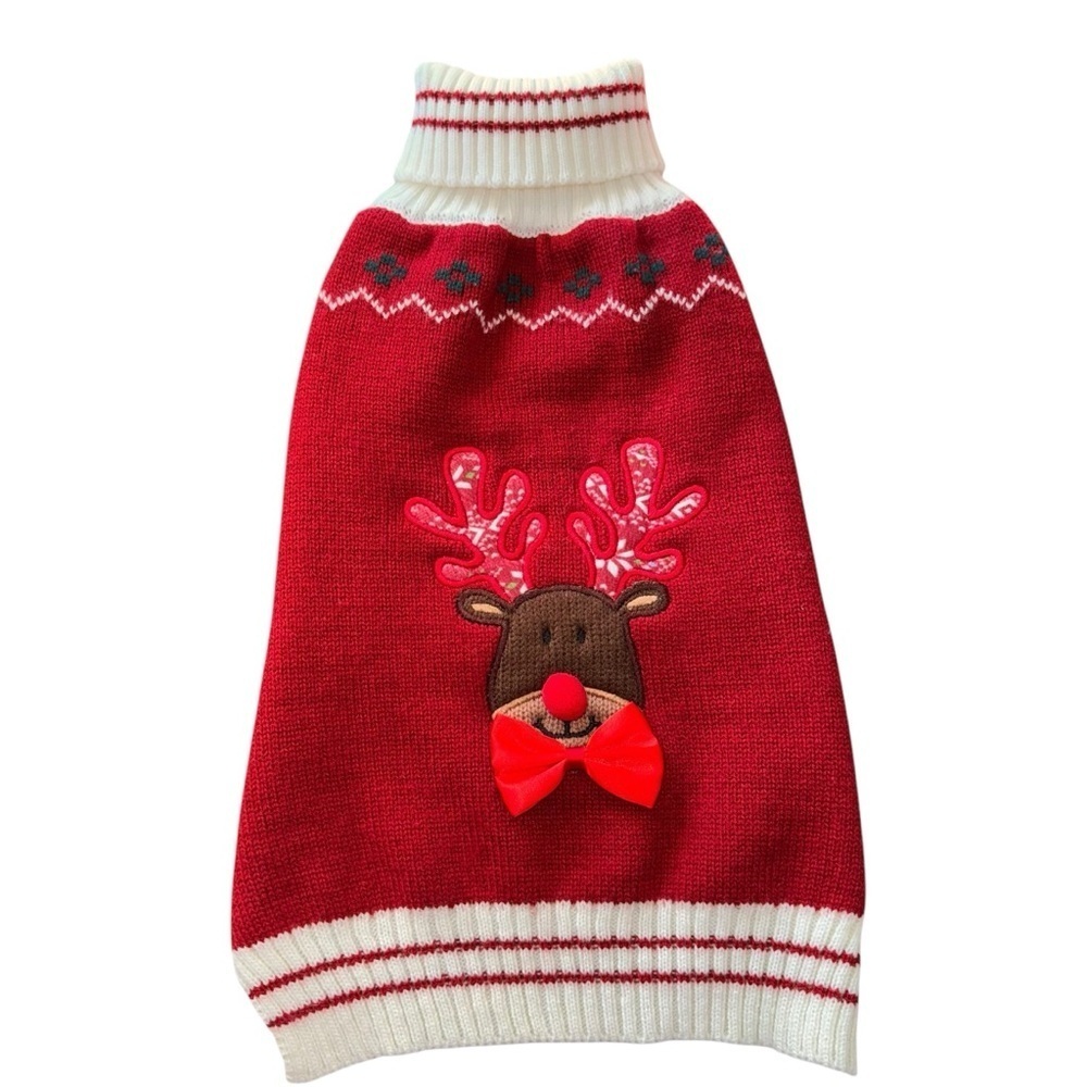 EUC Large Red Reindeer Dog Turtleneck Sweater